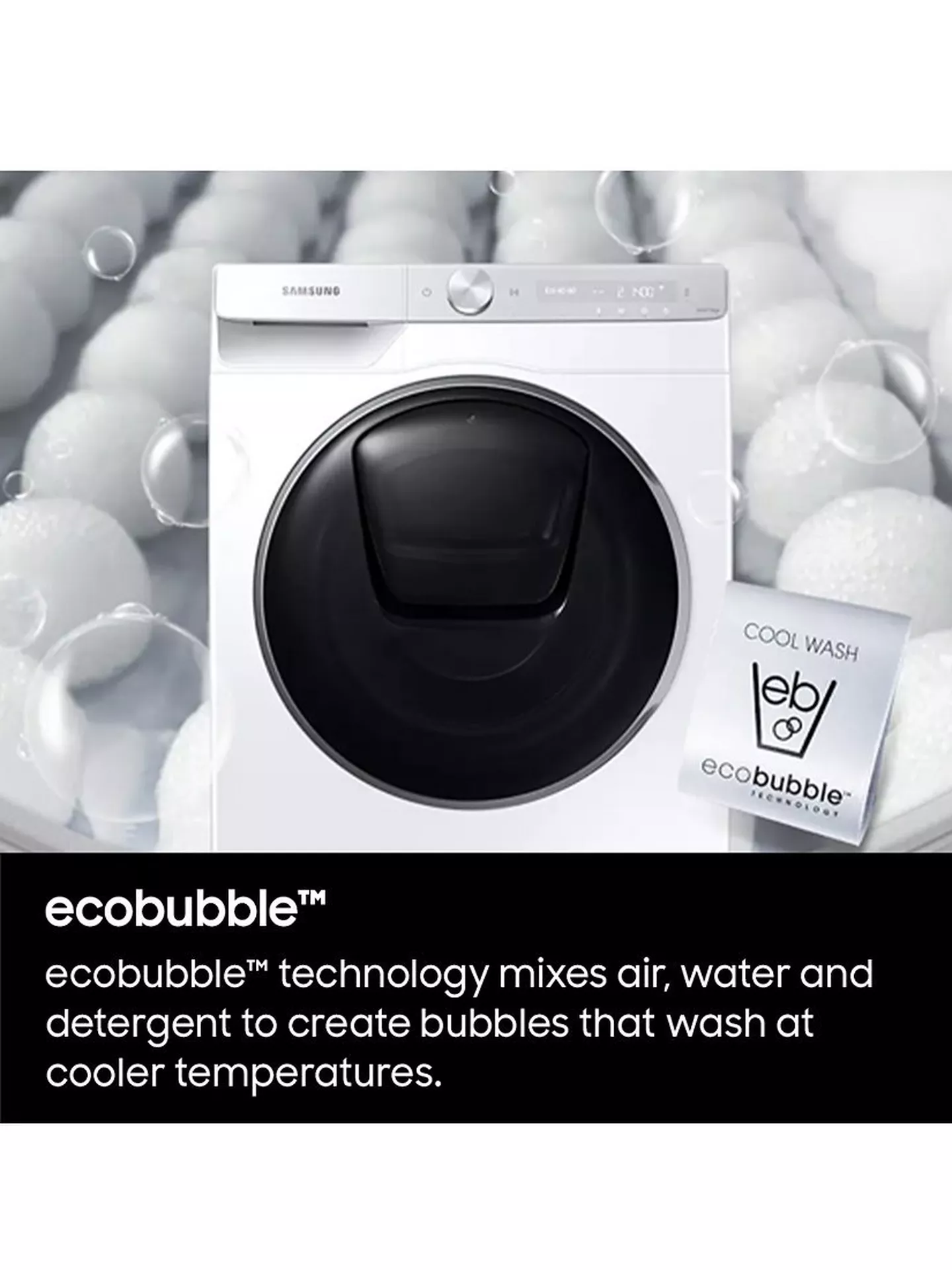 SAMSUNG Series 5 ecobubble WD90TA046BE EU 9 kg Washer Dryer - White