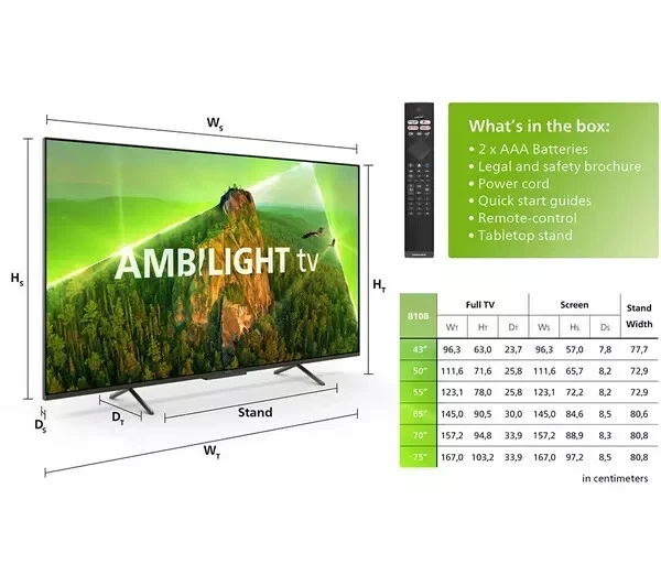 PHILIPS Ambilight 43PUS8108 12 43" Smart 4K Ultra HD HDR LED TV with Amazon Alexa
