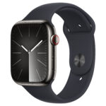 APPLE Watch Series 9 Cellular - 45 mm Graphite Stainless Steel Case with Midnight Sport Band  M L
