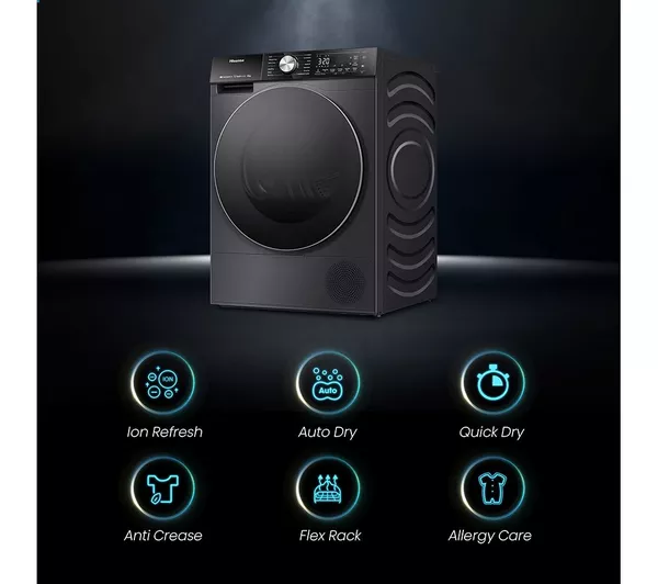 HISENSE 5S Series DH5S102BB WiFi-enabled 10 kg Heat Pump Tumble Dryer - Black