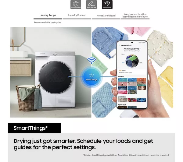 SAMSUNG Series 5 AI Energy DV90CGC0A0AEEU 9 kg Heat Pump Tumble Dryer - White