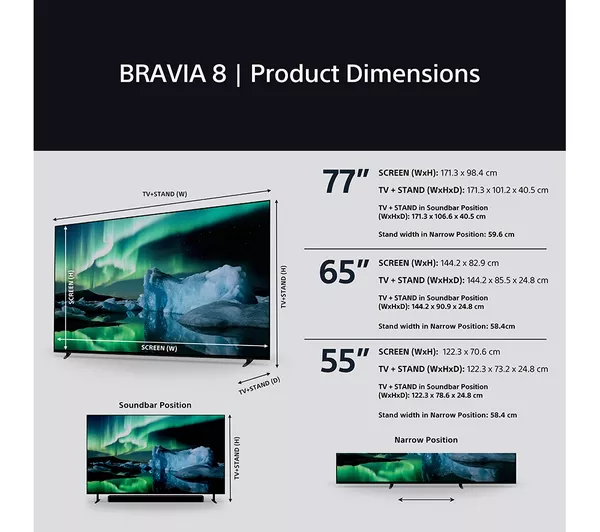SONY BRAVIA 8 77 inch OLED 4K HDR Smart TV - K77XR80PU
