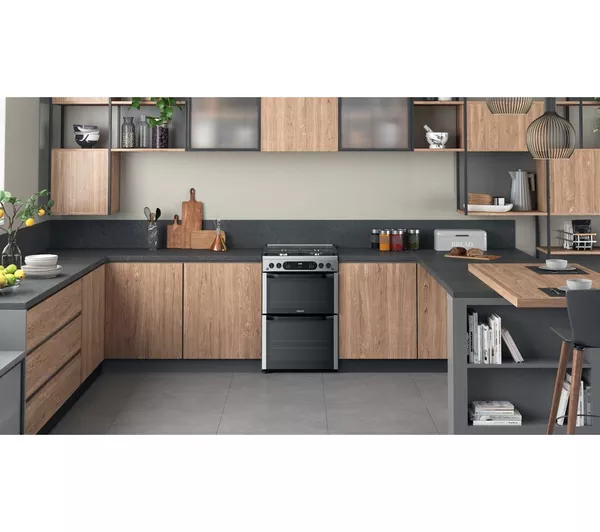 HOTPOINT HDM67G0CCX 60 cm Gas Cooker - Stainless Steel