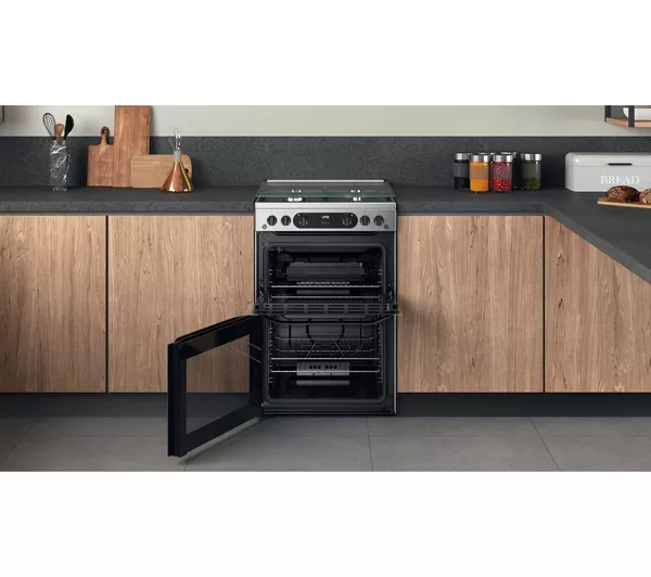 HOTPOINT HDM67G0CCX 60 cm Gas Cooker - Stainless Steel