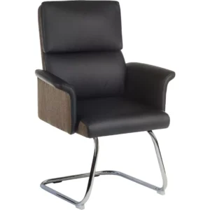TEKNIK Elegance 6959BLK Faux-Leather Visitor Chair - Black & Brown