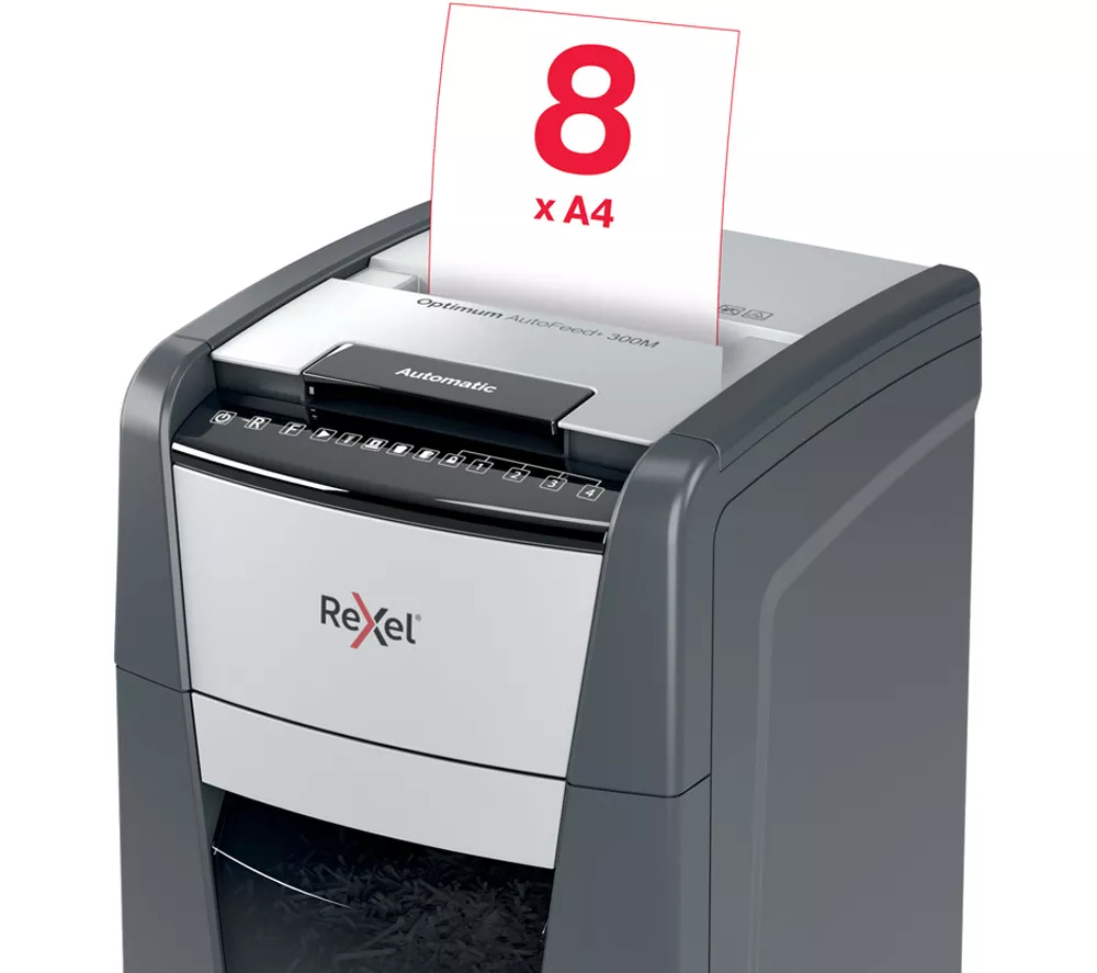 REXEL Optimum AutoFeed+ 300M Micro Cut Paper Shredder - Image 8