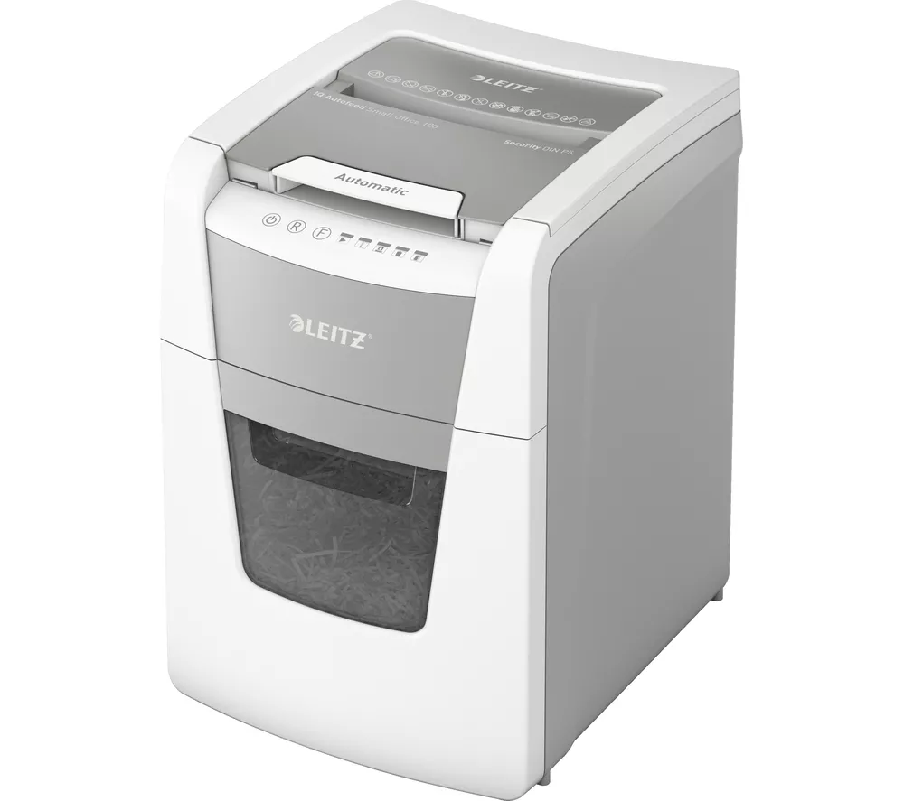 LEITZ IQ AutoFeed Small Office 100 P5 Micro Cut Paper Shredder
