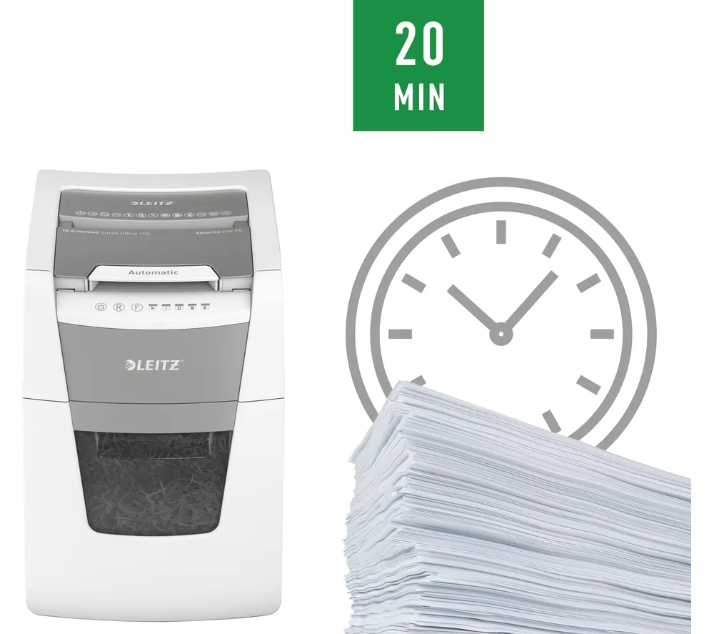 LEITZ IQ AutoFeed Small Office 100 P5 Micro Cut Paper Shredder - Image 10