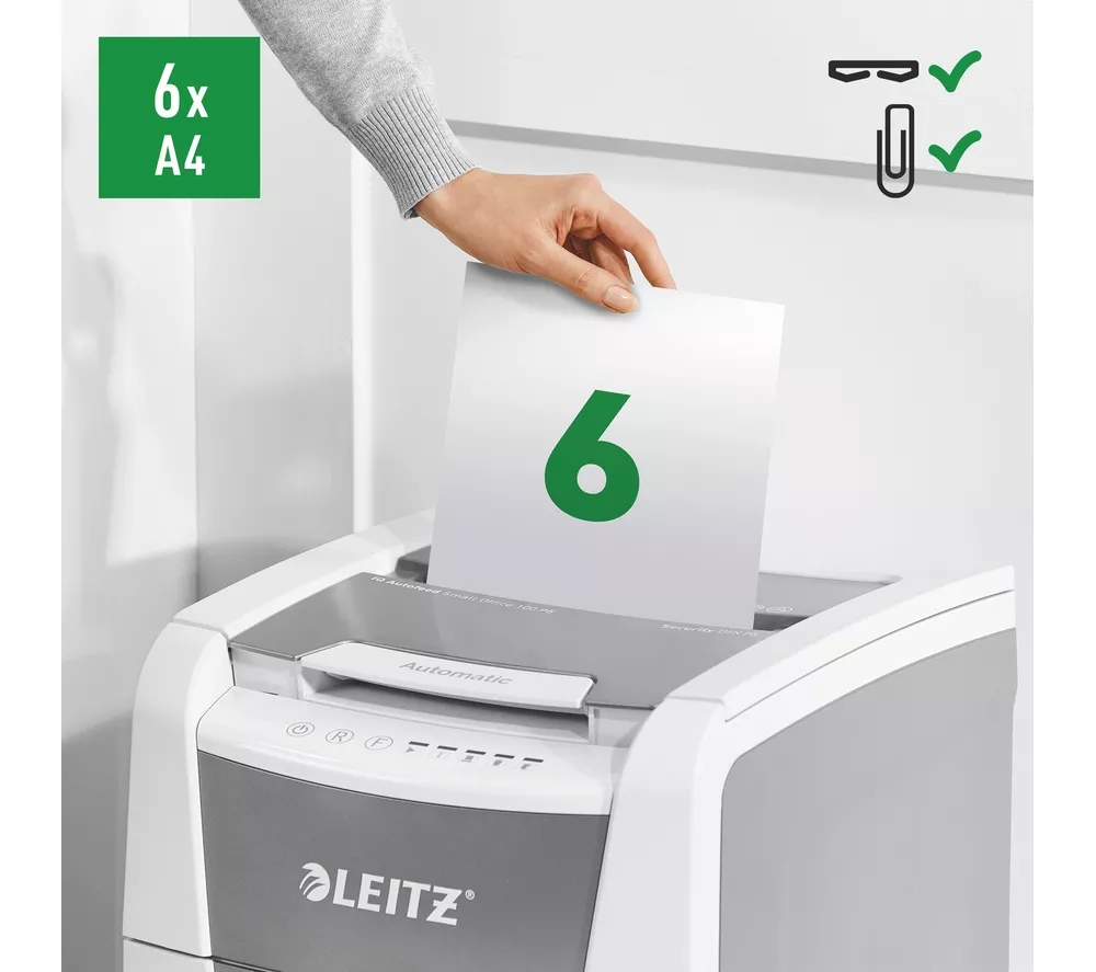 LEITZ IQ AutoFeed Small Office 100 P5 Micro Cut Paper Shredder - Image 12
