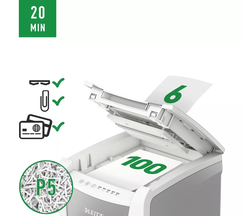 LEITZ IQ AutoFeed Small Office 100 P5 Micro Cut Paper Shredder - Image 14