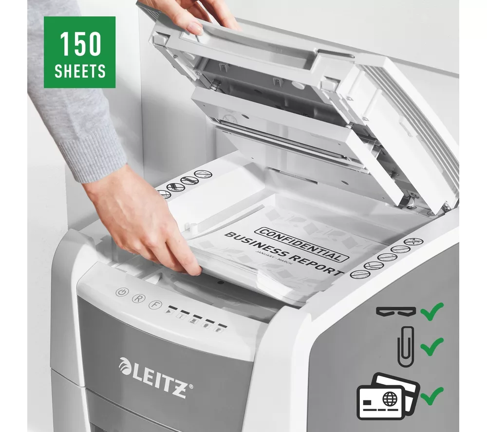 LEITZ IQ AutoFeed Office 150 P4 Cross Cut Paper Shredder - Image 5
