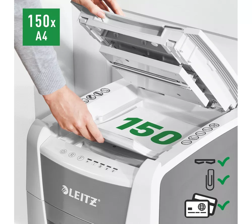LEITZ IQ AutoFeed Office 150 P4 Cross Cut Paper Shredder - Image 6