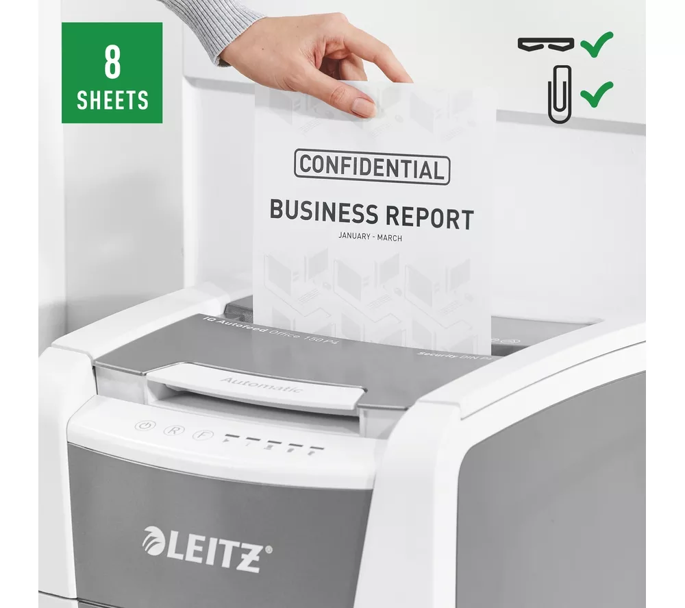 LEITZ IQ AutoFeed Office 150 P4 Cross Cut Paper Shredder - Image 13
