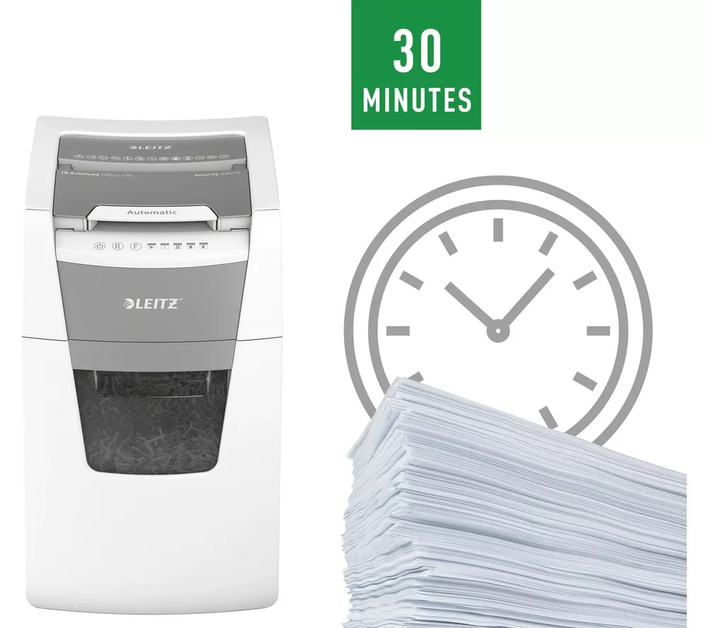 LEITZ IQ AutoFeed Office 150 P5 Micro Cut Paper Shredder - Image 9