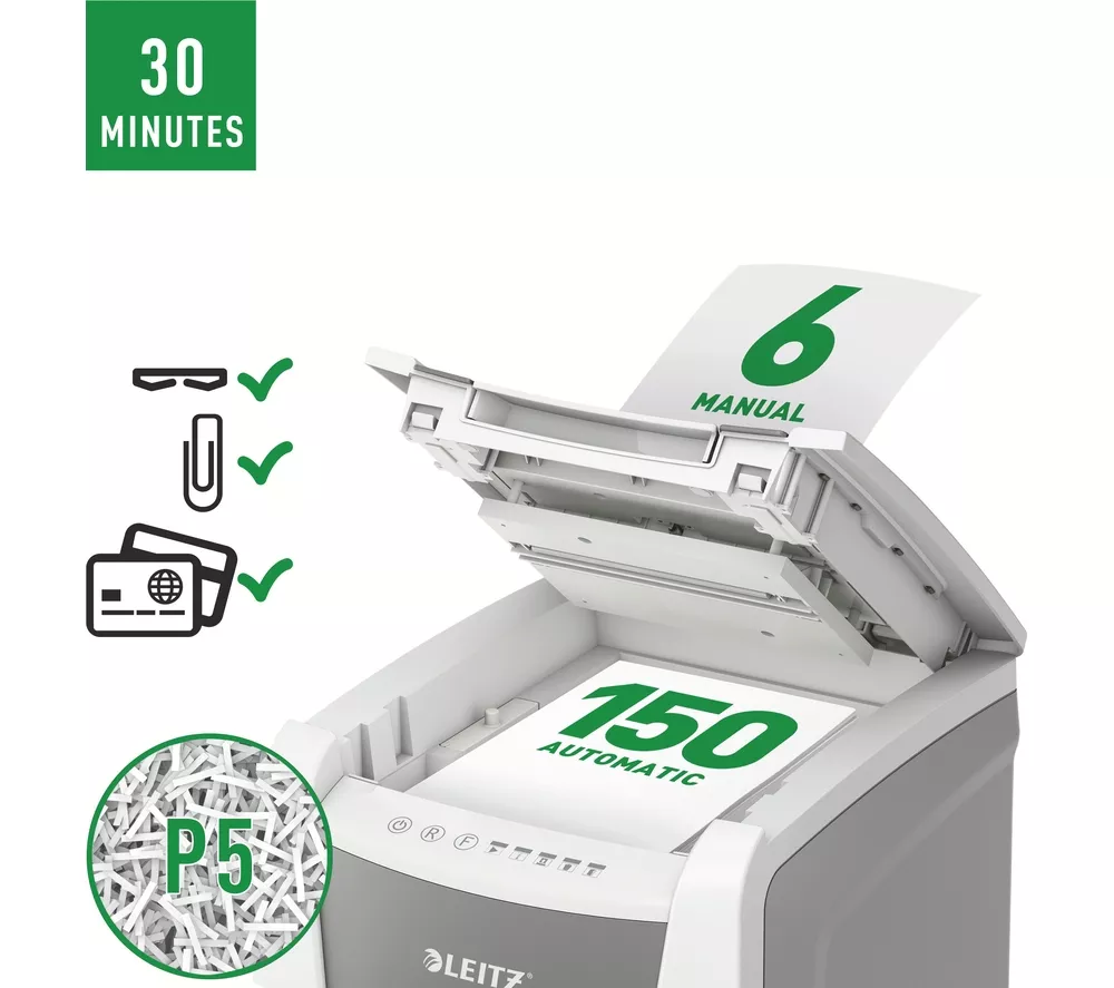 LEITZ IQ AutoFeed Office 150 P5 Micro Cut Paper Shredder - Image 13