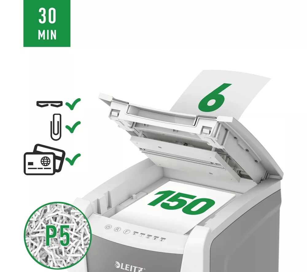 LEITZ IQ AutoFeed Office 150 P5 Micro Cut Paper Shredder - Image 14