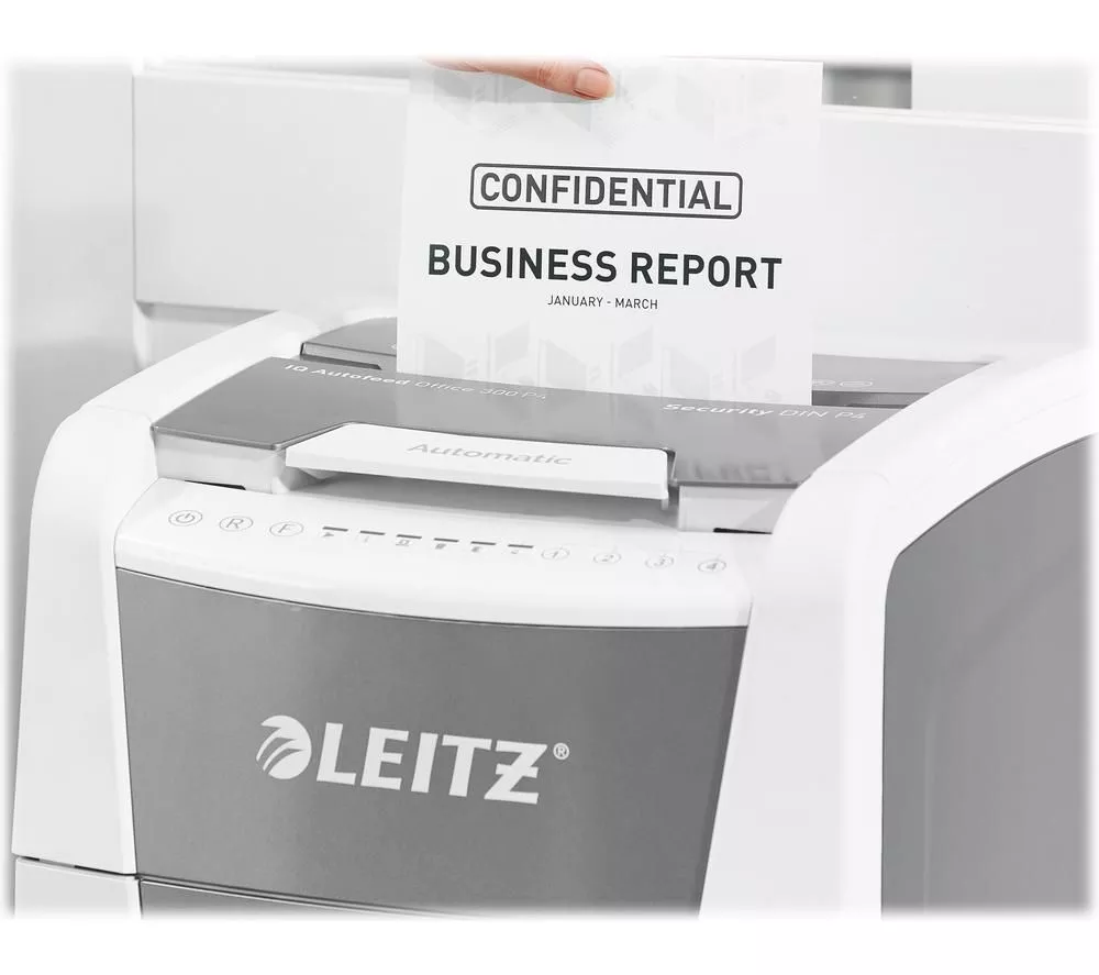 LEITZ IQ AutoFeed Office 300 P4 Cross Cut Paper Shredder - Image 7