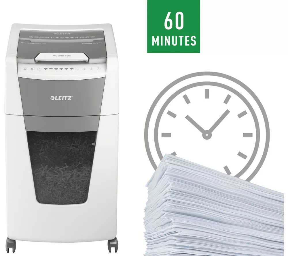 LEITZ IQ AutoFeed Office 300 P4 Cross Cut Paper Shredder - Image 13