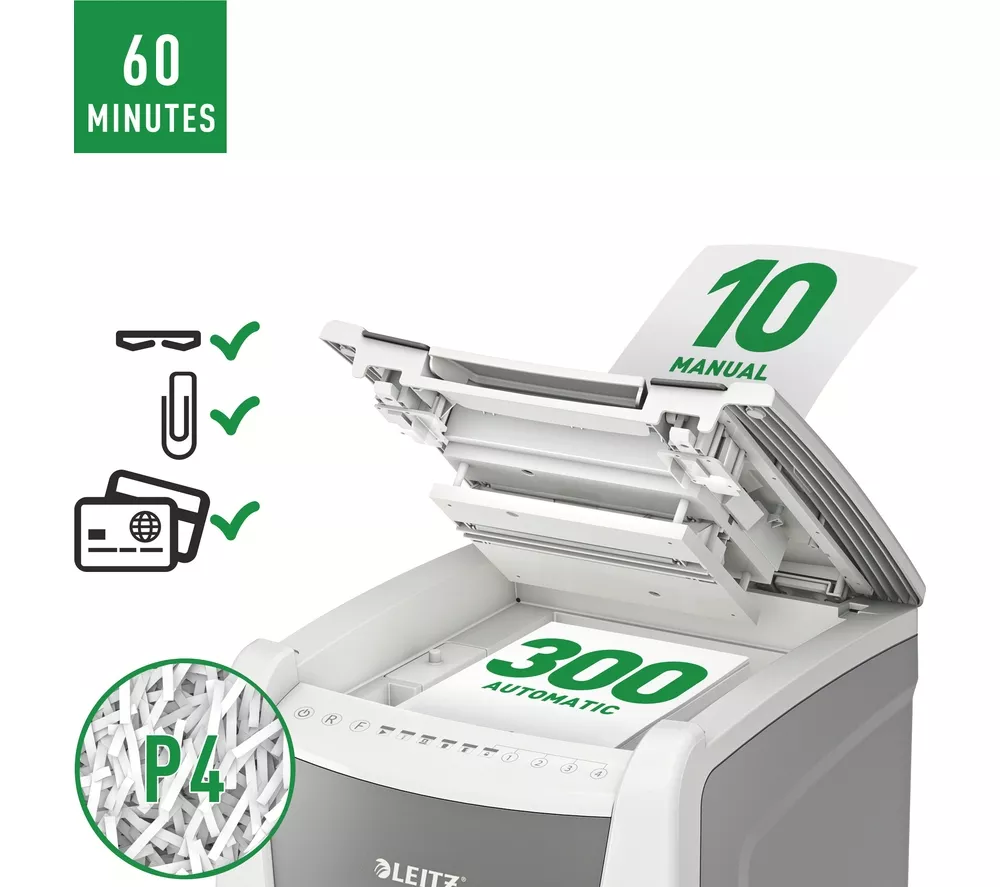 LEITZ IQ AutoFeed Office 300 P4 Cross Cut Paper Shredder - Image 17