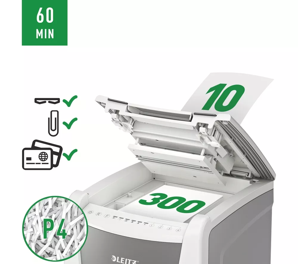 LEITZ IQ AutoFeed Office 300 P4 Cross Cut Paper Shredder - Image 18