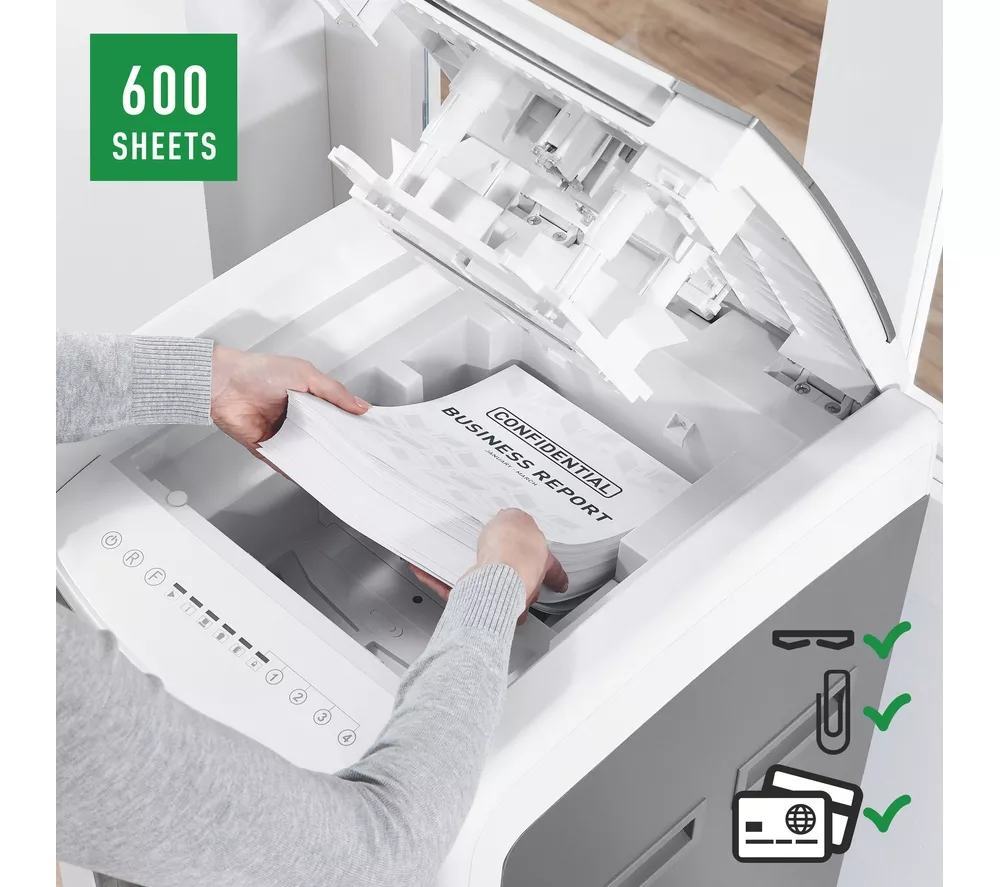 LEITZ IQ AutoFeed Office Pro 600 P4 Cross Cut Paper Shredder - Image 7