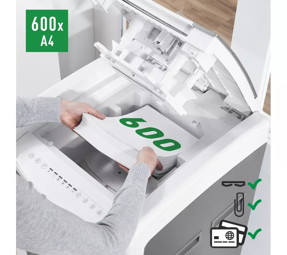 LEITZ IQ AutoFeed Office Pro 600 P4 Cross Cut Paper Shredder - Image 8