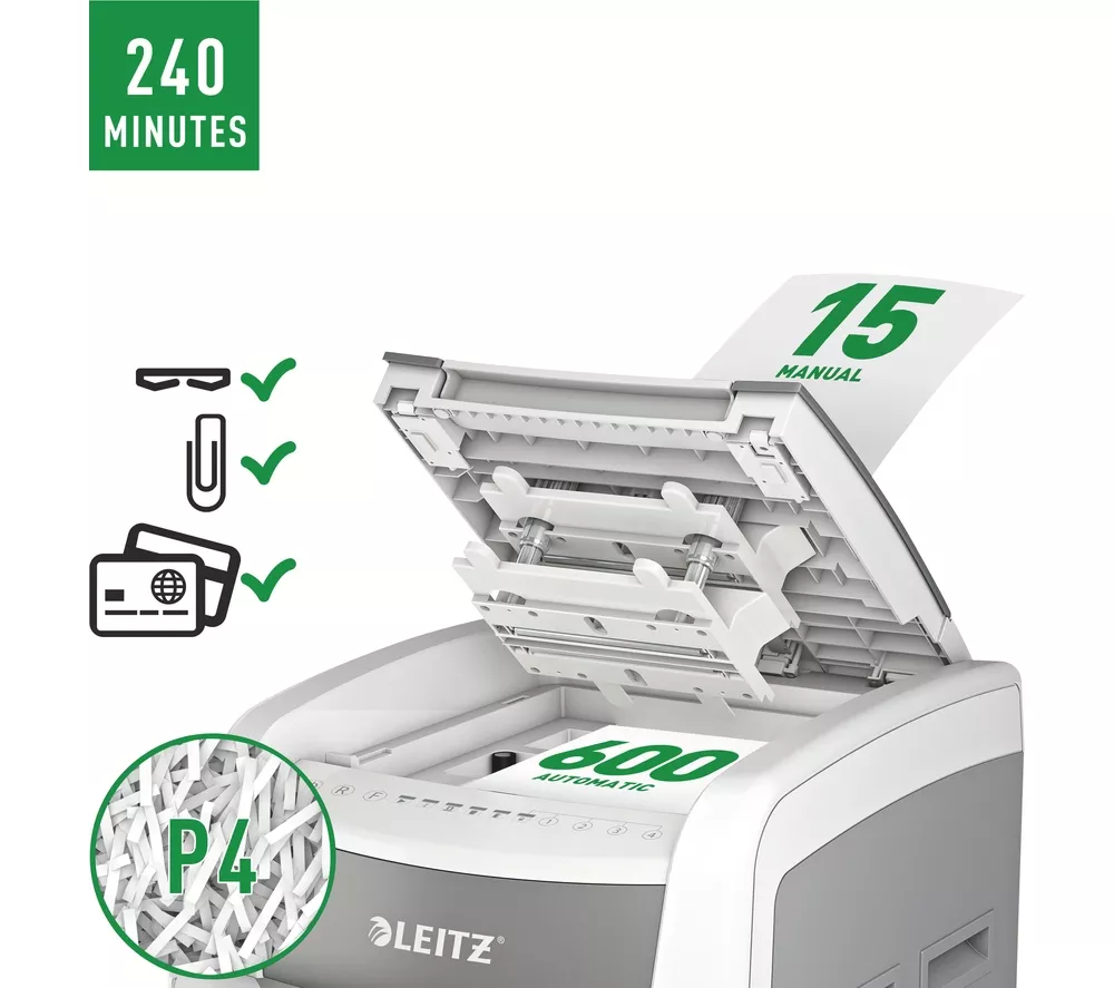 LEITZ IQ AutoFeed Office Pro 600 P4 Cross Cut Paper Shredder - Image 16