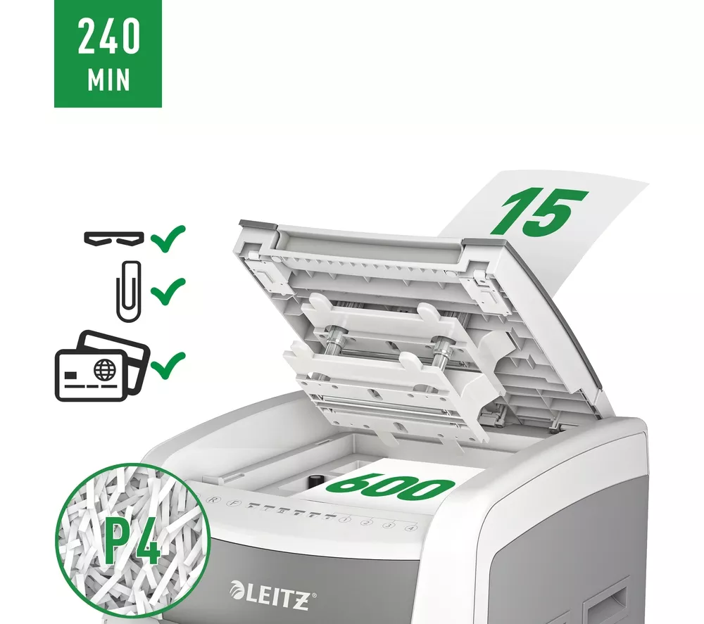 LEITZ IQ AutoFeed Office Pro 600 P4 Cross Cut Paper Shredder - Image 17