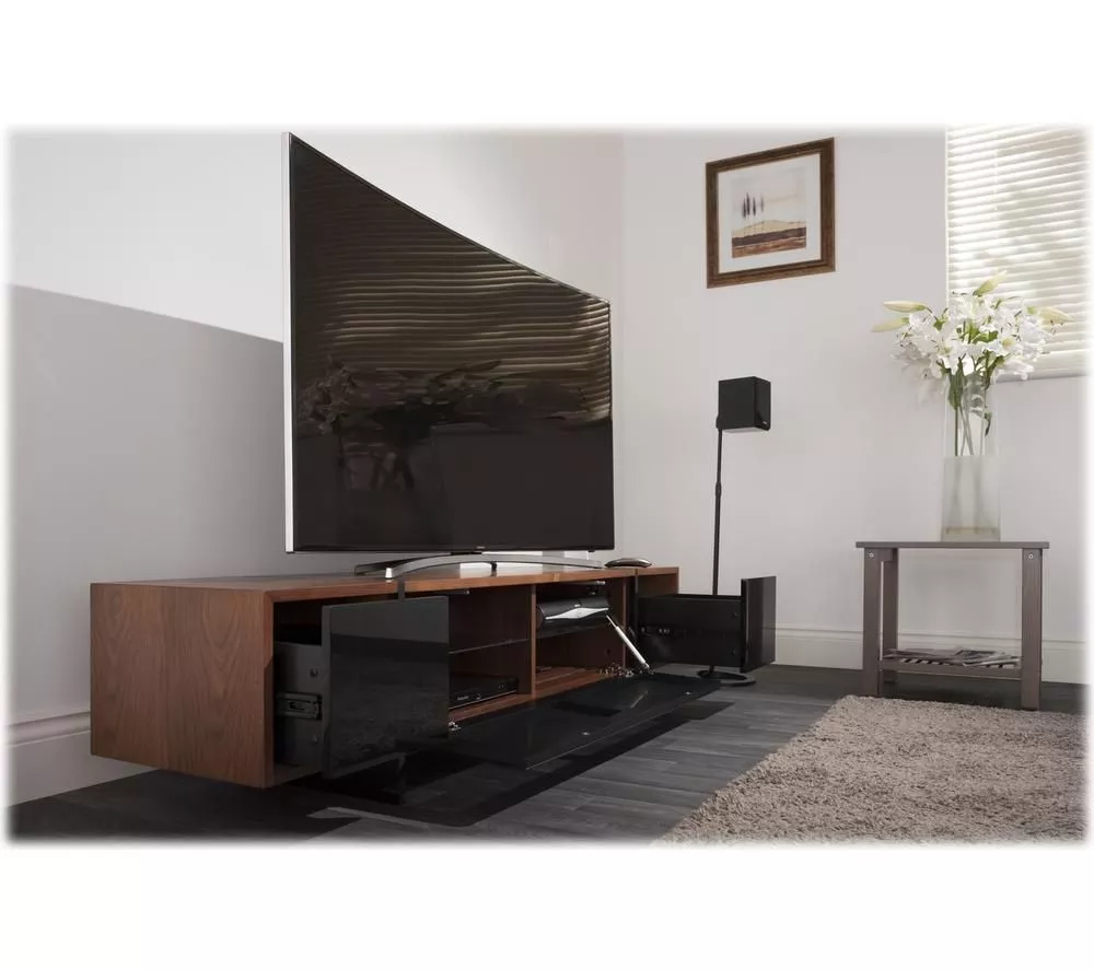 AVF Edge ED160W 1600 mm TV Stand – Walnut & Black - Image 4