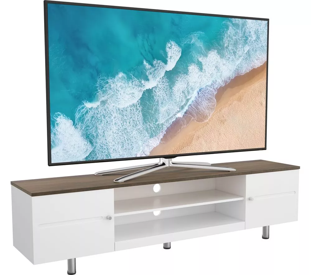 AVF Whitesands 1900 mm TV Stand for up to 85" TVs - White & Rustic Wood - Image 2