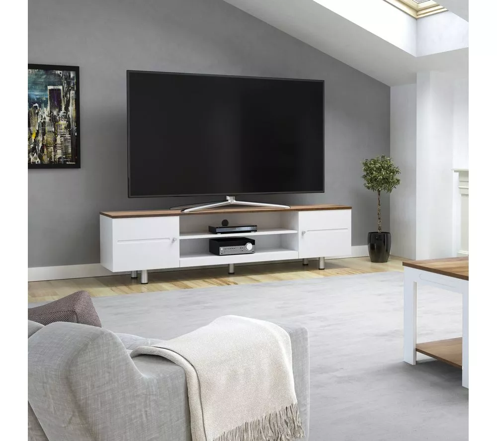 AVF Whitesands 1900 mm TV Stand for up to 85" TVs - White & Rustic Wood - Image 8