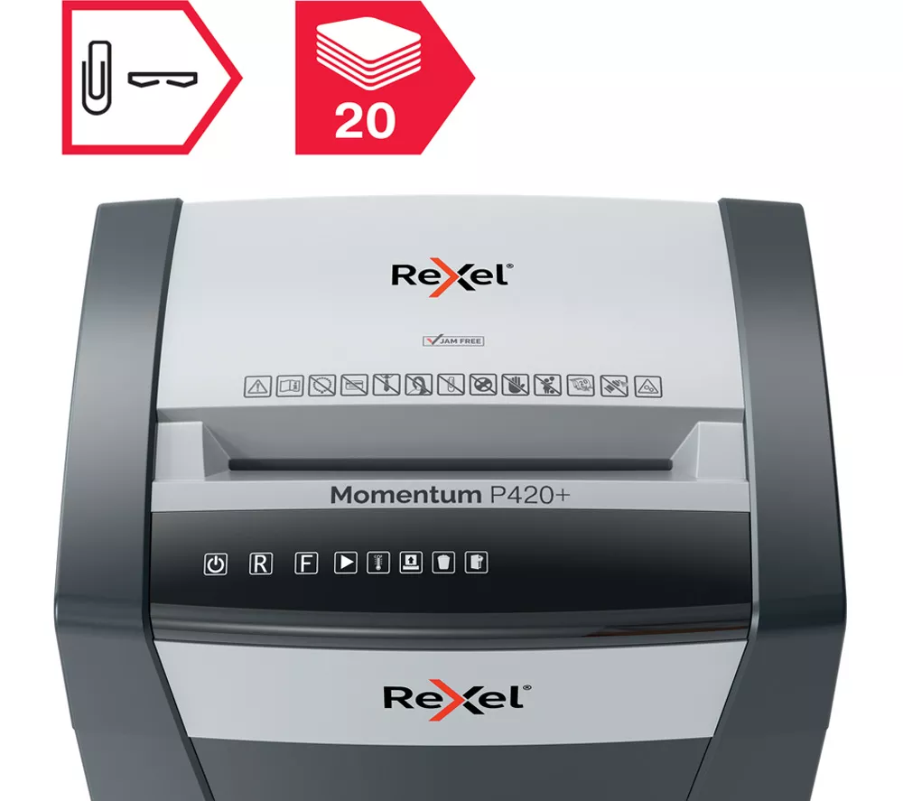 REXEL Momentum P420+ Cross Cut Paper Shredder - Image 4