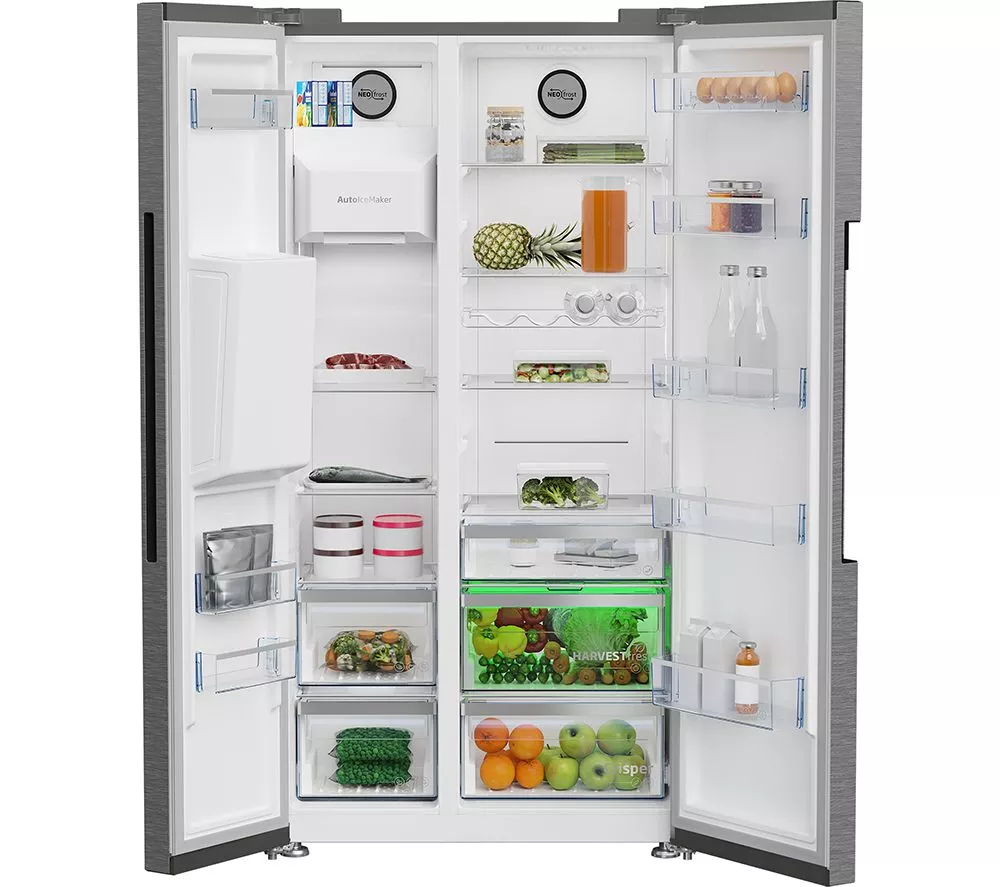 BEKO Pro ASP352VPX American-Style Fridge Freezer - Brushed Steel