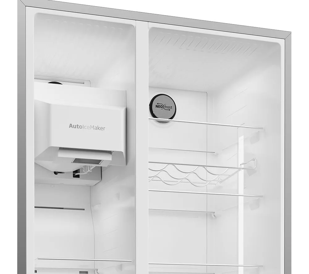 BEKO Pro ASP352VPX American-Style Fridge Freezer - Brushed Steel