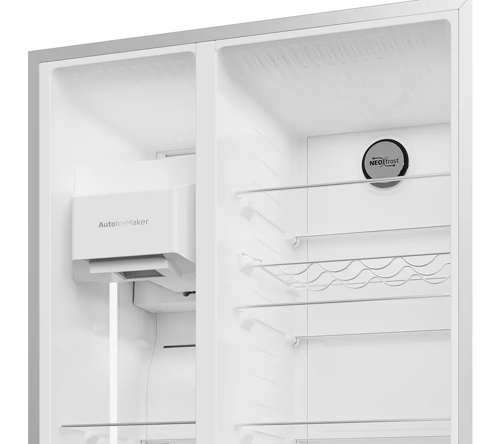 BEKO Pro ASP352VPX American-Style Fridge Freezer - Brushed Steel