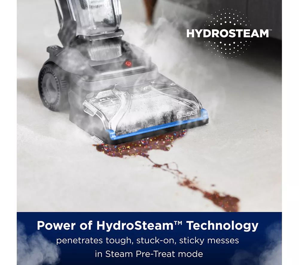 BISSELL Revolution HydroSteam 3670E Upright Carpet Cleaner - Black Titanium & Colbalt Blue