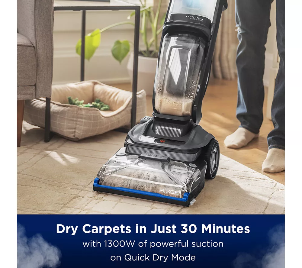 BISSELL Revolution HydroSteam 3670E Upright Carpet Cleaner - Black Titanium & Colbalt Blue