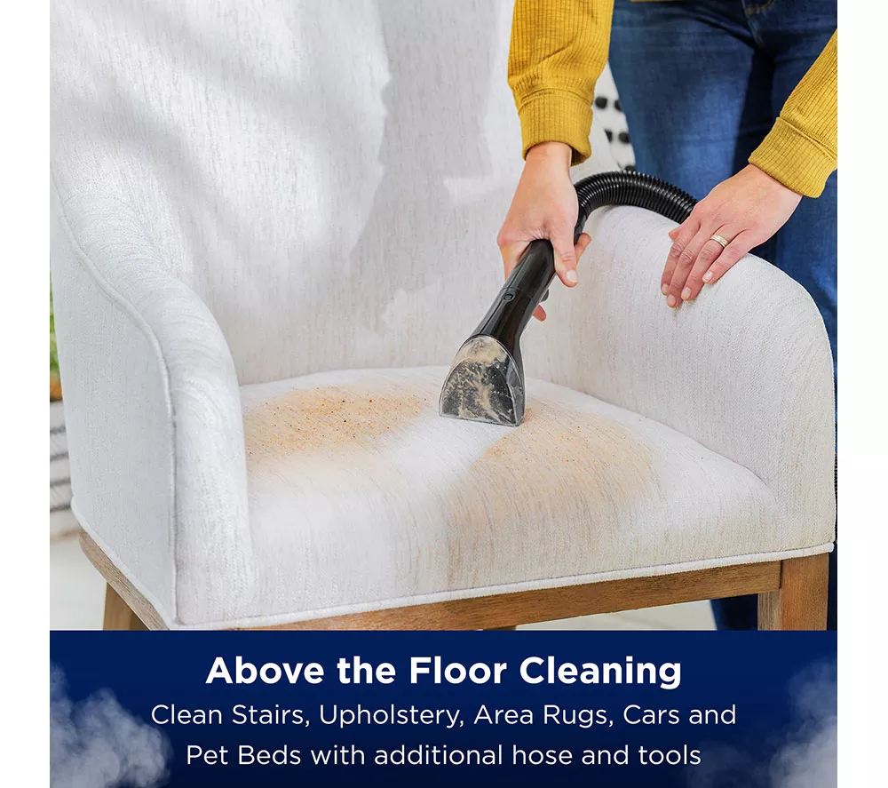 BISSELL Revolution HydroSteam 3670E Upright Carpet Cleaner - Black Titanium & Colbalt Blue