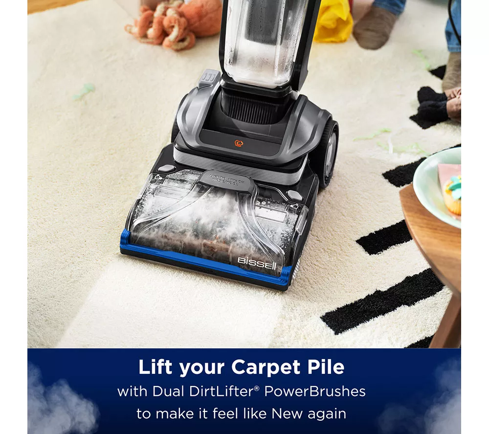 BISSELL Revolution HydroSteam 3670E Upright Carpet Cleaner - Black Titanium & Colbalt Blue