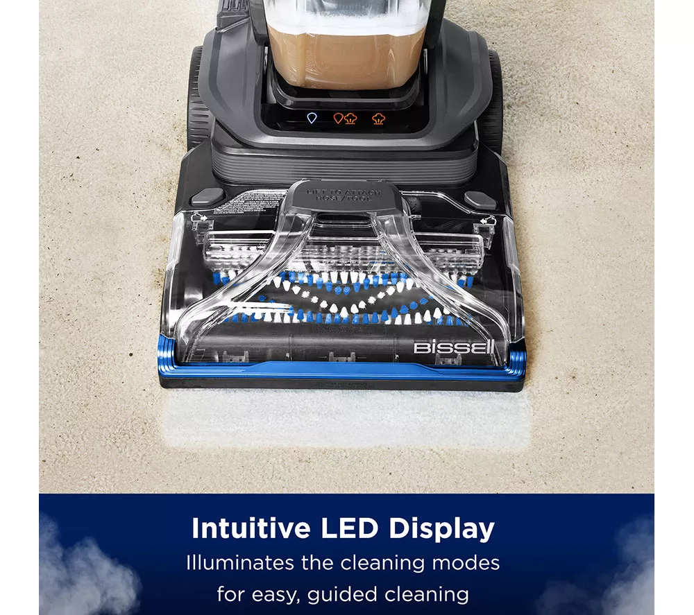 BISSELL Revolution HydroSteam 3670E Upright Carpet Cleaner - Black Titanium & Colbalt Blue
