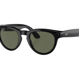 RAY-BAN Meta Headliner (Standard) Smart Glasses - Shiny Black, Polarised G15 Green