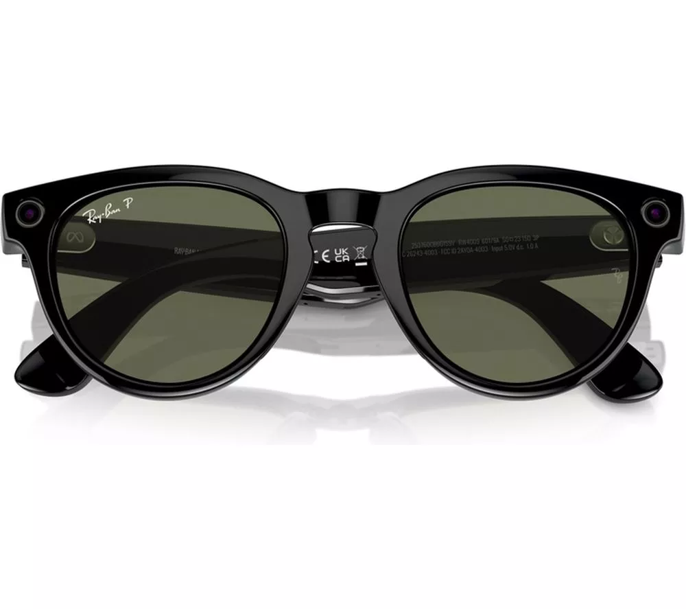 RAY-BAN Meta Headliner (Standard) Smart Glasses - Shiny Black, Polarised G15 Green - Image 3