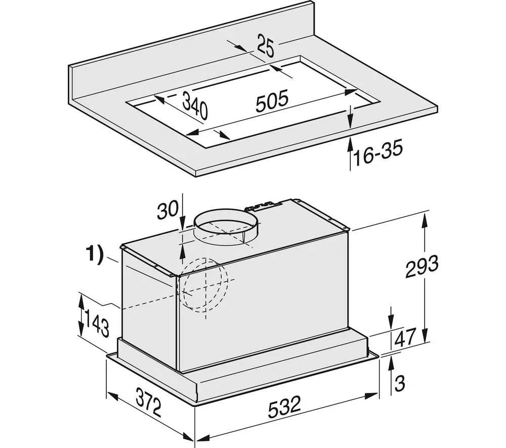 MIELE DA24501 Canopy Cooker Hood - Stainless Steel