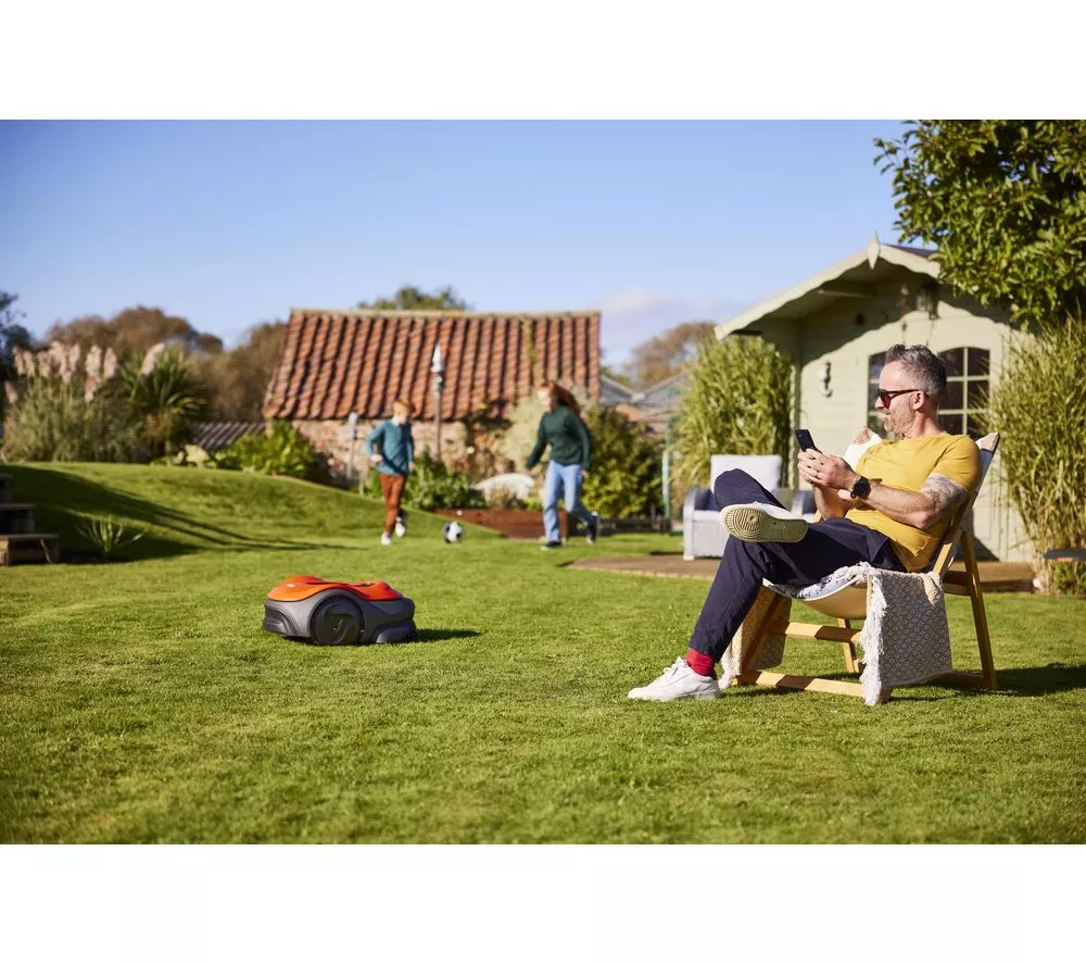 FLYMO UltraLife 1500 Cordless Robot Lawn Mower - Black & Orange