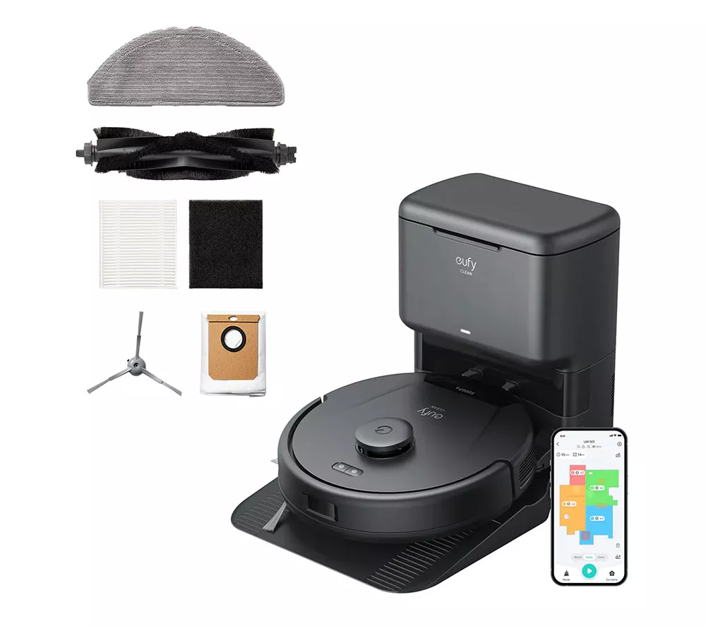 EUFY L60 Hybrid Robot Vacuum Cleaner & Mop with Self-Empty Station - Black