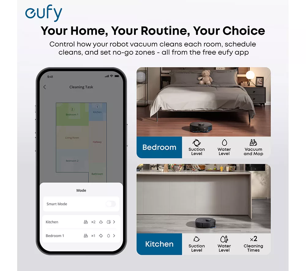 EUFY L60 Hybrid Robot Vacuum Cleaner & Mop with Self-Empty Station - Black