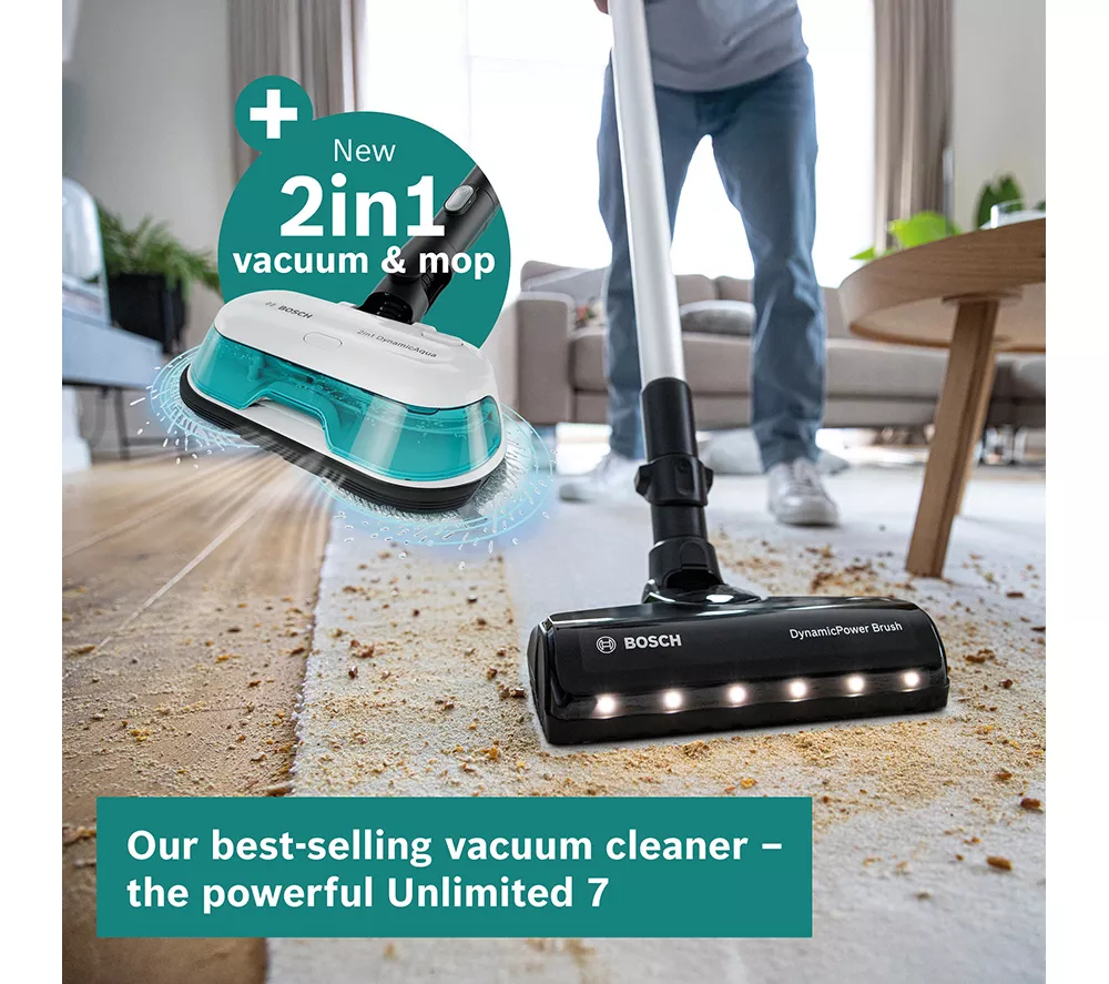 BOSCH Unlimited 7 Aqua BCS71HYGGB 2-in-1 Cordless Vacuum Cleaner - White & Turquoise - Image 2