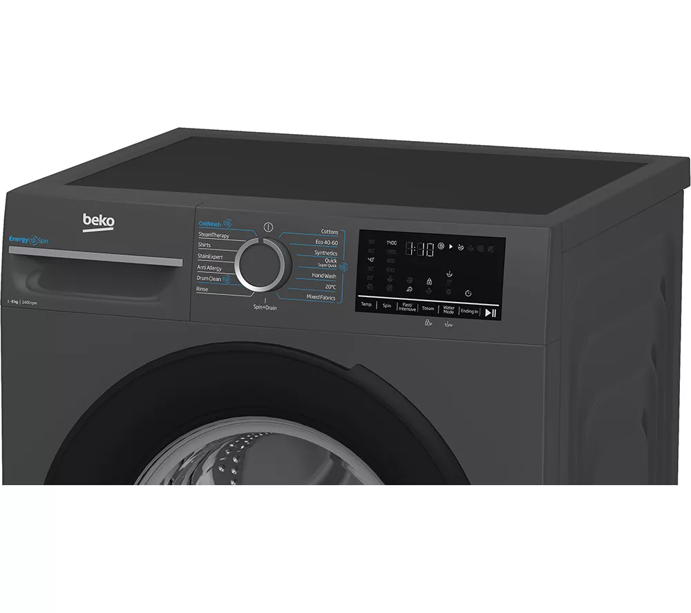 BEKO Pro EnergySpin IronFast BM3WT4841IA 8 kg 1400 Spin Washing Machine - Anthracite - Image 3