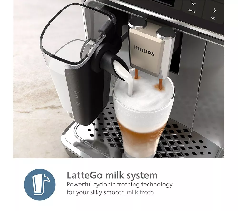 PHILIPS Series 5500 LatteGo EP5546/70 Bean to Cup Coffee Machine - Silver and Black