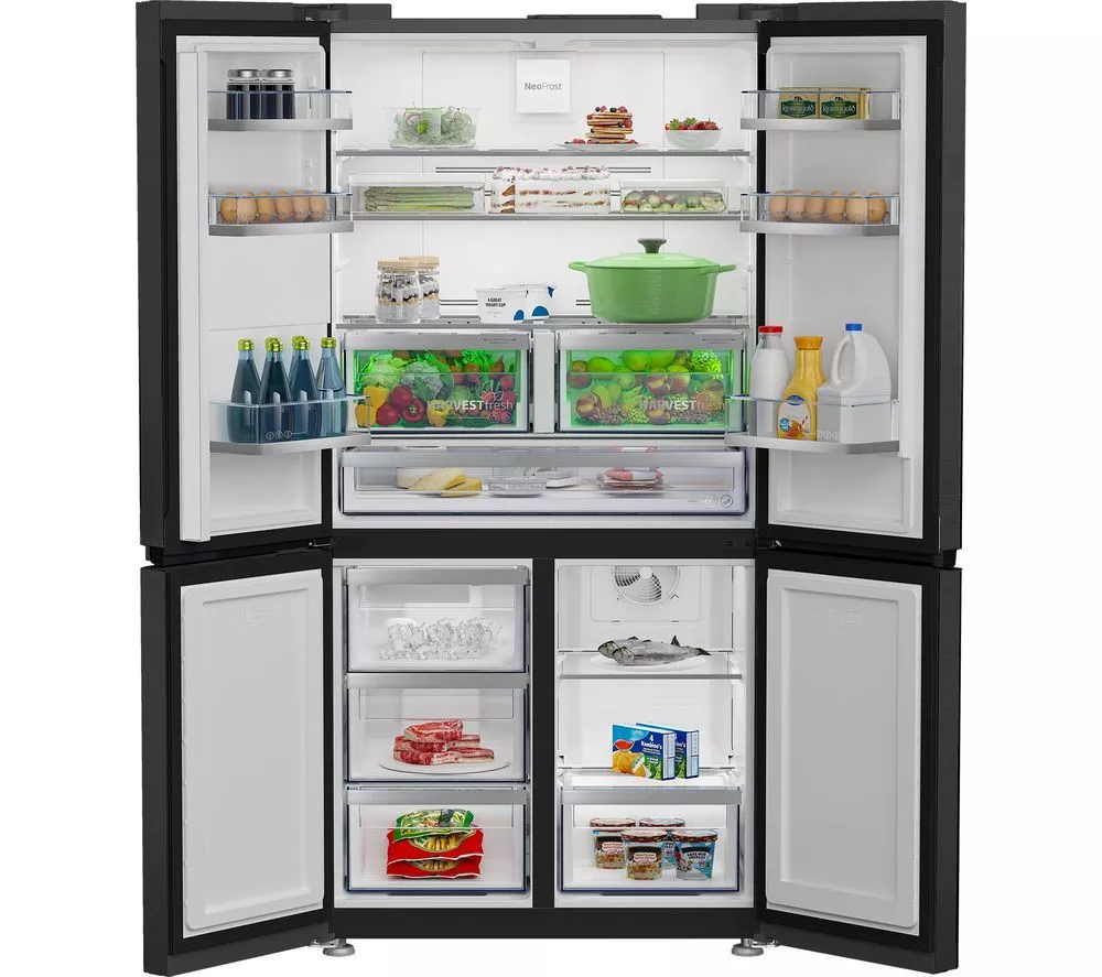 BEKO Pro GNE446224DVPZ American-Style Smart Fridge Freezer - Black Steel